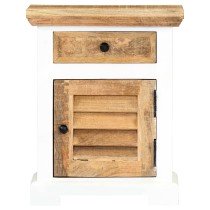 Nightstand White and Brown 40x30x50 cm Solid Rough Mango Wood