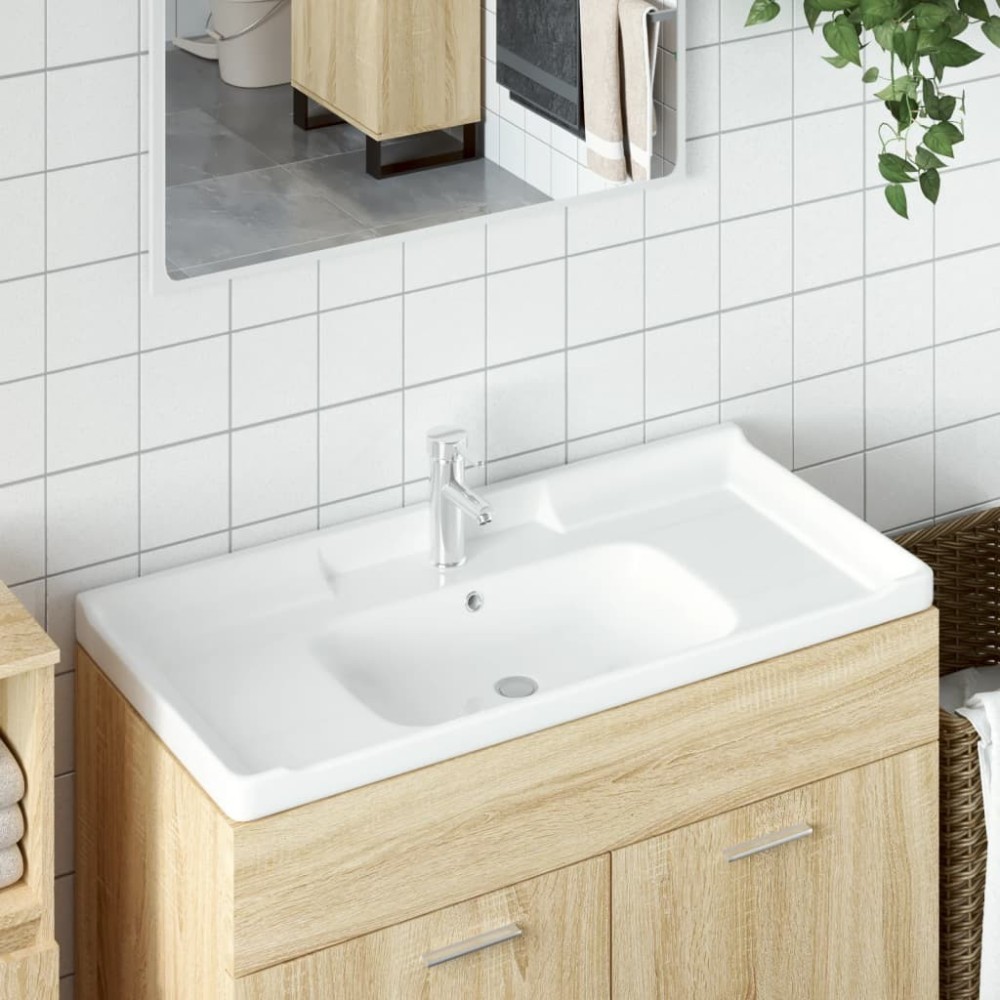 Bathroom Sink White 91.5x48x23 cm Rectangular Ceramic