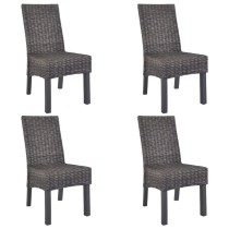 Dining Chairs 2 pcs Light Brown Kubu Rattan and Mango Wood