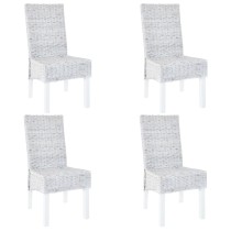 Dining Chairs 2 pcs Light Brown Kubu Rattan and Mango Wood