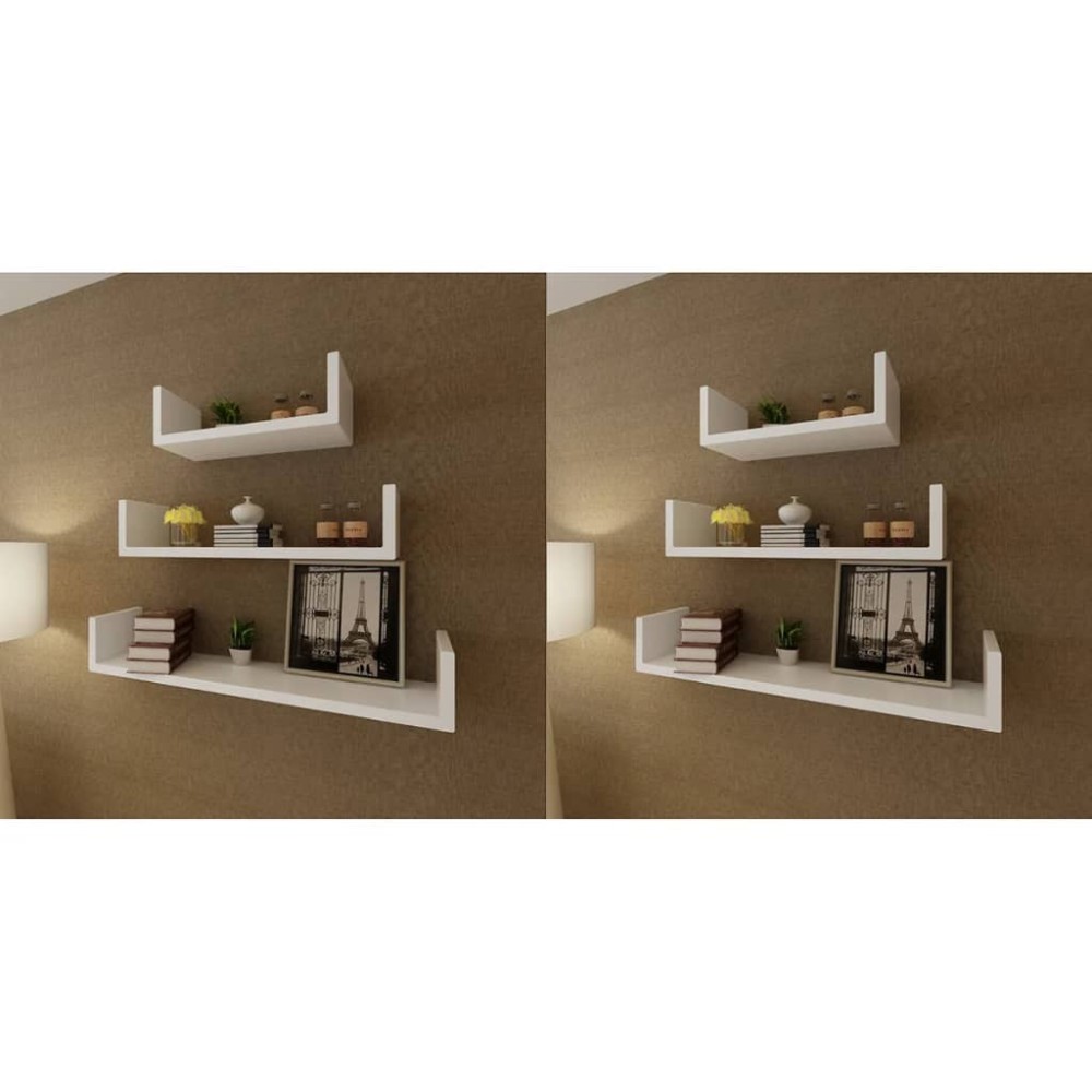 3 Green MDF U-shaped Floating Wall Display Shelves Book/DVD Storage