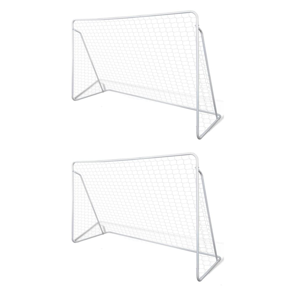 Football Goal Nets Steel 2 pcs 240x90x150 cm