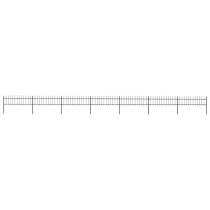 Garden Fence with Spear Top Steel 8.5x1.5 m Black
