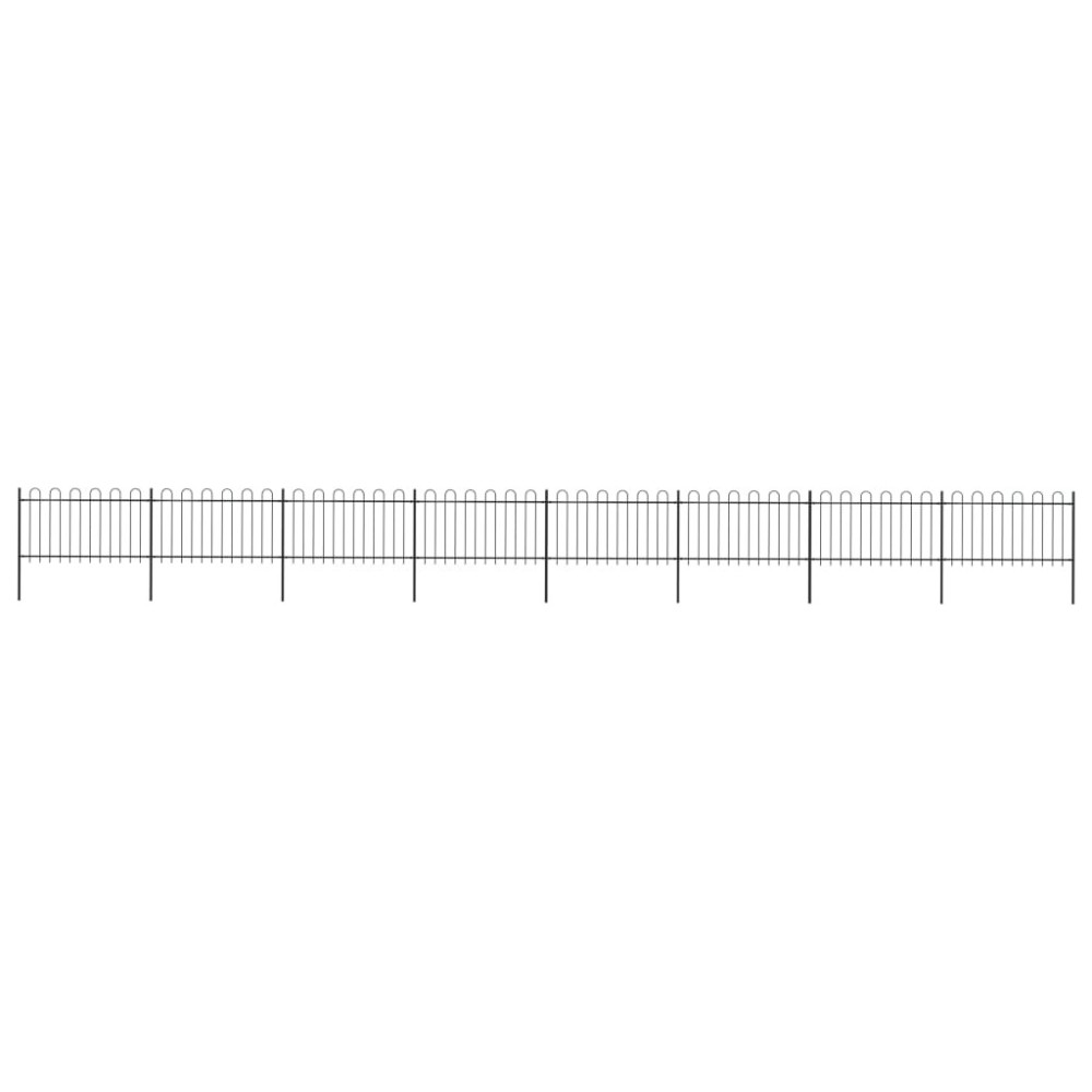 Garden Fence with Hoop Top Steel 5.1x1.2 m Black