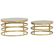 Couchtisch-Set 2-tlg. Marmor Messingfarben und Weiß