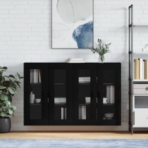 Wall Mounted Cabinets 2 pcs High Gloss White Engineered Wood