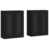 Wall Mounted Cabinets 2 pcs High Gloss White Engineered Wood