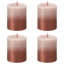 Bolsius Rustikale Stumpenkerzen 4 Stk. 80x68 mm Nebelrosa Bernstein