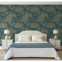 DUTCH WALLCOVERINGS Wallpaper Tropical Beige and Light Blue