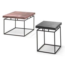 Rousseau 2 Piece Coffee Table Set Aron Metal Grey and Rust