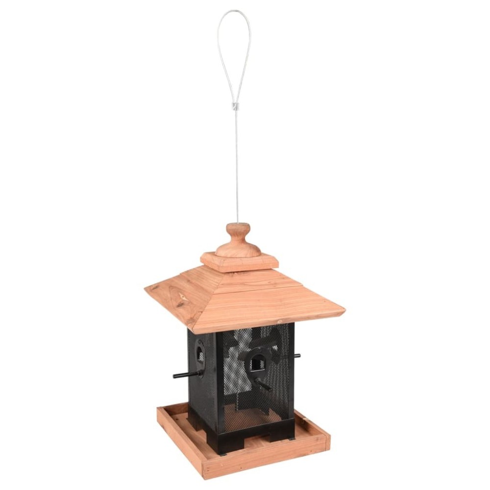 FLAMINGO Bird Feeder Silo Zulma 22 cm Wood Black and Brown