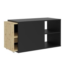 FMD TV Unit with 2 Open Compartments 133.5x39.9x49.2 cm Black and Artisan Oak