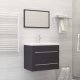 2 Piece Bathroom Furniture Set White and Sonoma Oak Engineered Wood