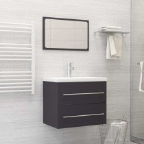 2 Piece Bathroom Furniture Set White and Sonoma Oak Engineered Wood