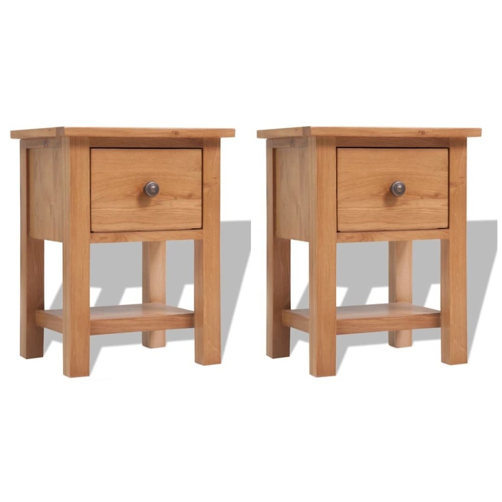 Nightstands 2 pcs 36x30x47 cm Solid Oak Wood