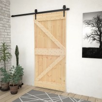 Schiebetür mit Beschlag 80x210 cm Massivholz Kiefer Grau