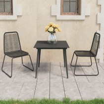 9 Piece Garden Dining Set PVC Rattan Black