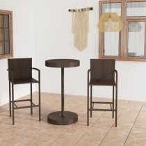 3 Piece Garden Bar Set Poly Rattan Black