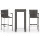 3 Piece Outdoor Bar Set with Armrest Poly Rattan Grey