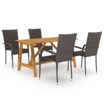 5 Piece Garden Dining Set Grey