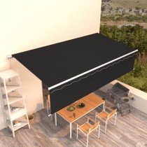 Manual Retractable Awning with Blind 4.5x3m Orange&Brown