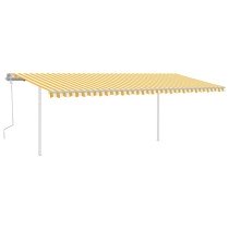 Markise Manuell Einziehbar mit Pfosten 3x2,5 m Blau & Weiß
