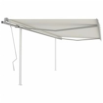 Manual Retractable Awning with Posts 4x3.5 m Orange and Brown