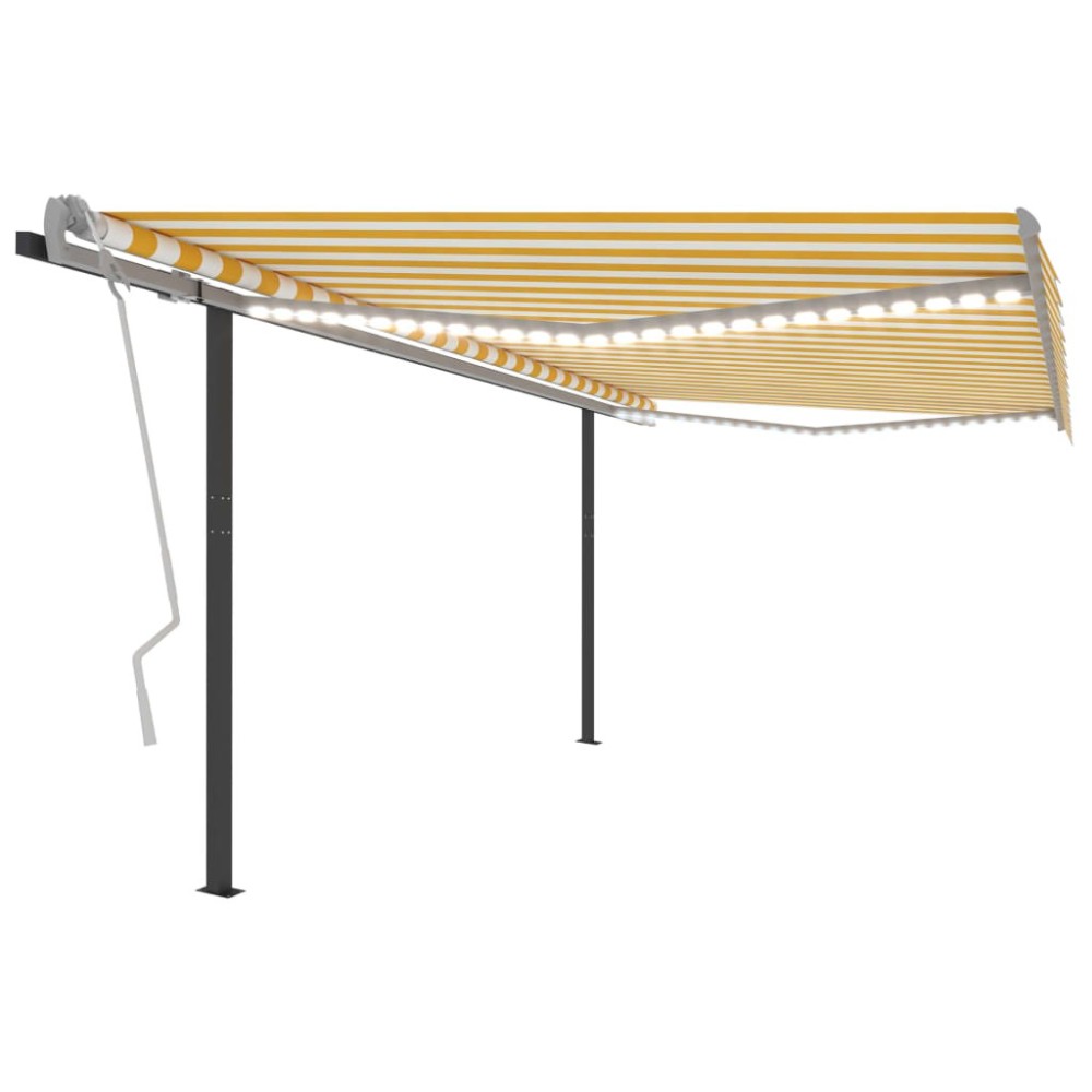 Manual Retractable Awning with LED 5x3.5 m Orange and Brown