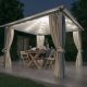 Gazebo with Curtain&LED String Lights 4x3 m Cream Aluminium