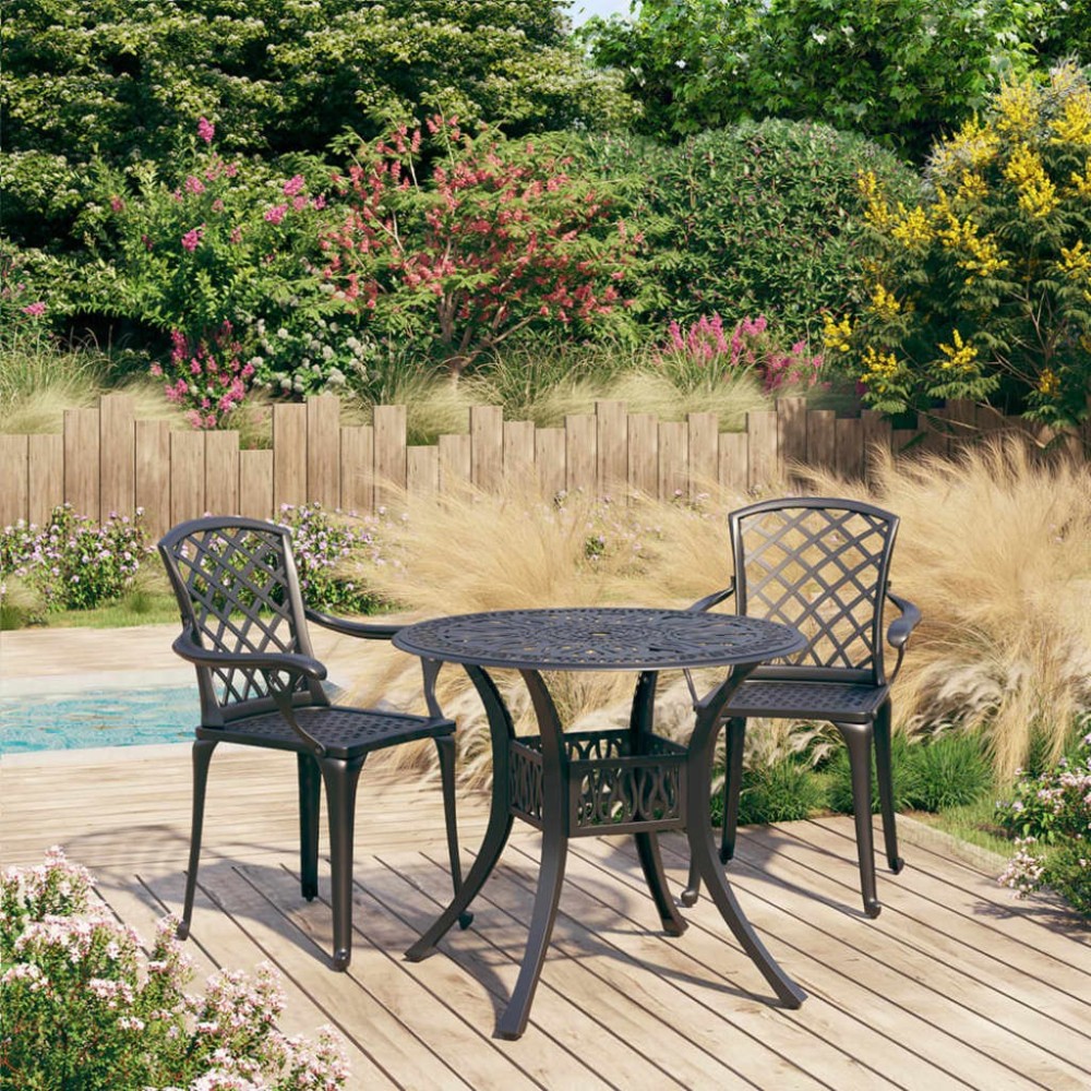 3 Piece Bistro Set Cast Aluminium White