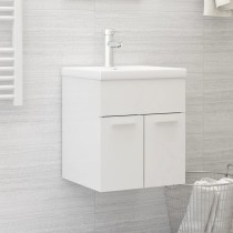 Sink Cabinet with Built-in Basin High Gloss White Engineered Wood