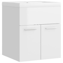 Sink Cabinet with Built-in Basin High Gloss White Engineered Wood