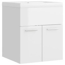 Sink Cabinet with Built-in Basin High Gloss White Engineered Wood