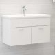 Sink Cabinet with Built-in Basin High Gloss White Engineered Wood