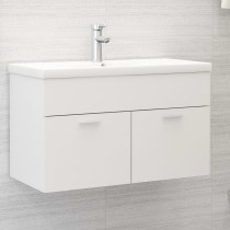 Sink Cabinet with Built-in Basin High Gloss White Engineered Wood