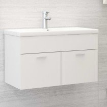 Sink Cabinet with Built-in Basin High Gloss White Engineered Wood
