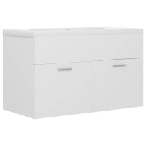 Sink Cabinet with Built-in Basin High Gloss White Engineered Wood