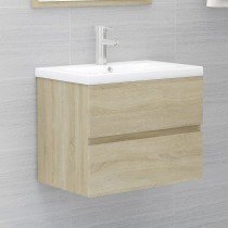 Sink Cabinet with Built-in Basin Brown Oak Engineered Wood