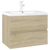 Sink Cabinet with Built-in Basin Brown Oak Engineered Wood