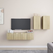 4 Piece TV Cabinet Set Grey Engineered Wood