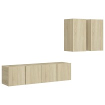 4 Piece TV Cabinet Set Grey Engineered Wood