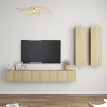 4 Piece TV Cabinet Set Grey Engineered Wood