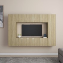 8 Piece TV Cabinet Set High Gloss Grey Engineered Wood