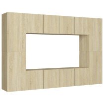 8 Piece TV Cabinet Set High Gloss Grey Engineered Wood
