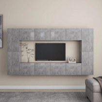 8 Piece TV Cabinet Set High Gloss Grey Engineered Wood