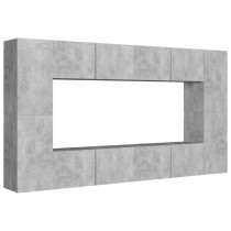 8 Piece TV Cabinet Set High Gloss Grey Engineered Wood