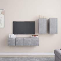 4 Piece TV Cabinet Set Grey Engineered Wood