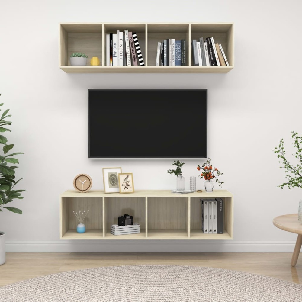Wall-mounted TV Cabinets 2 pcs Concrete Grey Engineered Wood