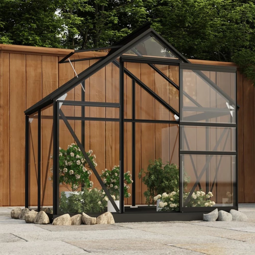 Glass Greenhouse Anthracite 155x200.5x191 cm Aluminium