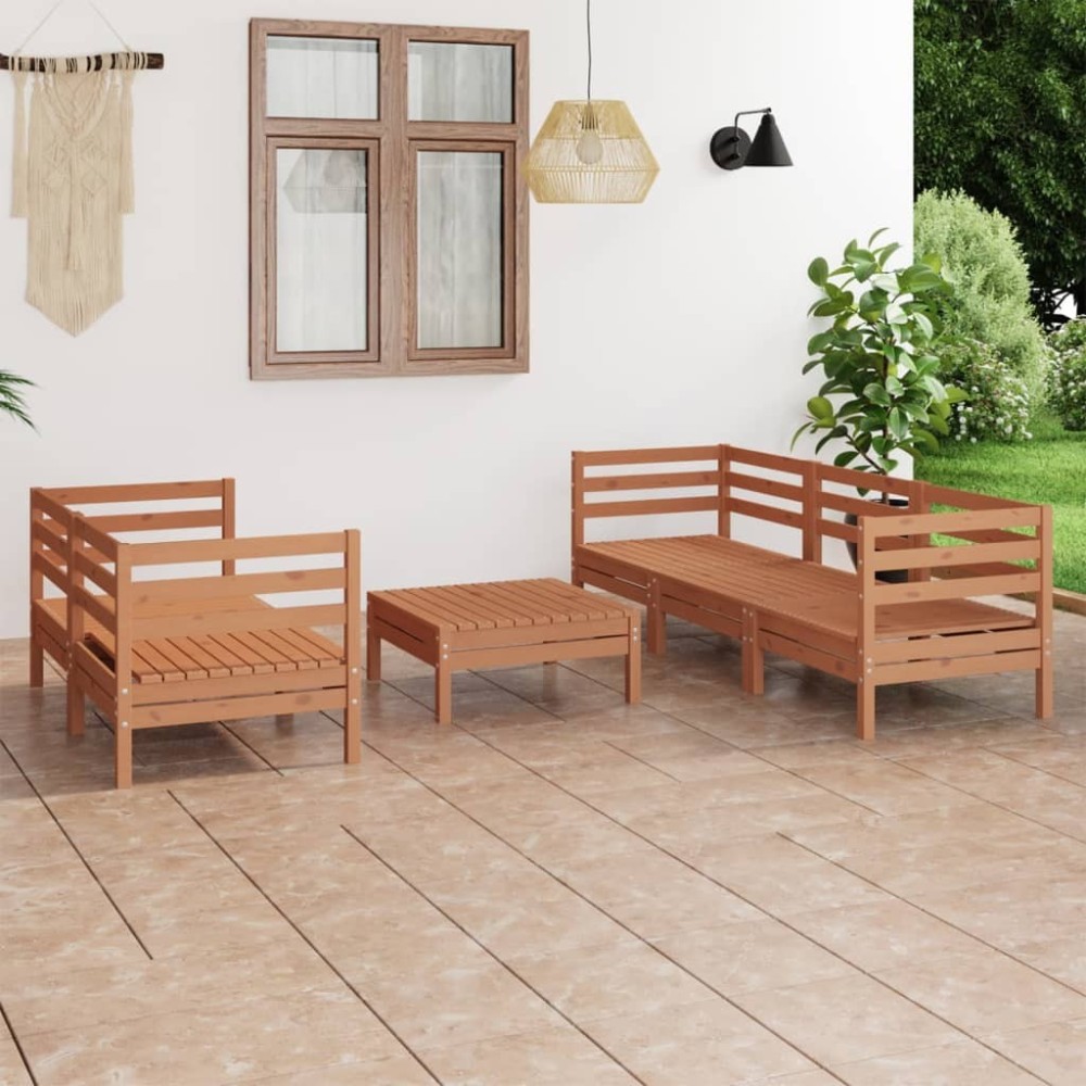 6 Piece Garden Lounge Set White Solid Pinewood